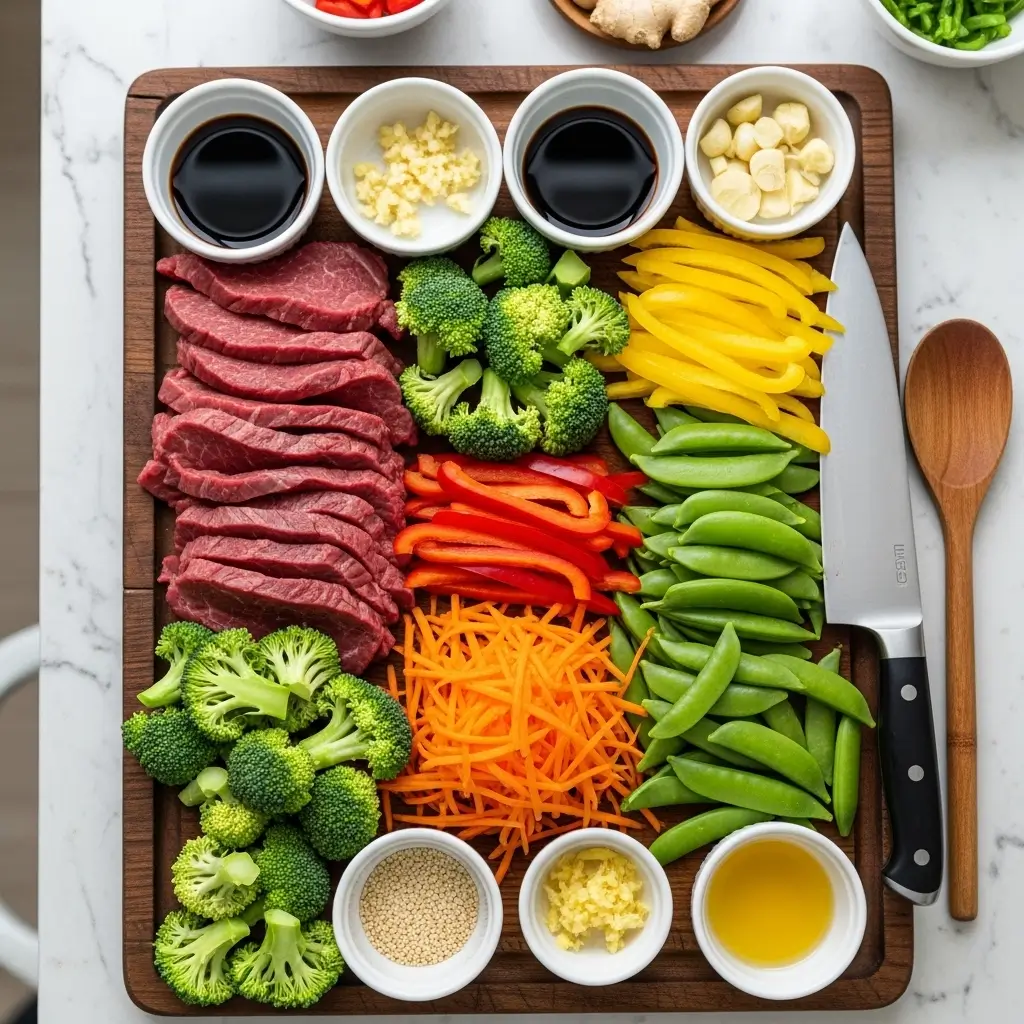 Ingredients for Beef Stir Fry with Vegetables