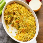 Best Tuna Casserole fresh from oven with cheesy topping