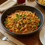 Chicken Ramen Stir Fry in bowl with vegetables