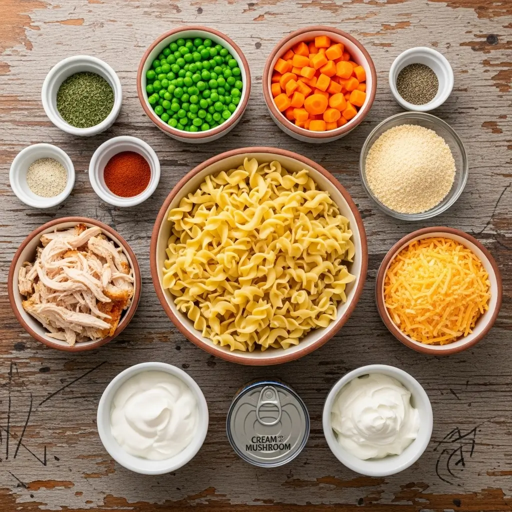Ingredients for Classic Chicken Noodle Casserole