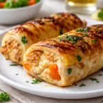 Copycat Costco Chicken Bake sliced with cheese and bacon filling