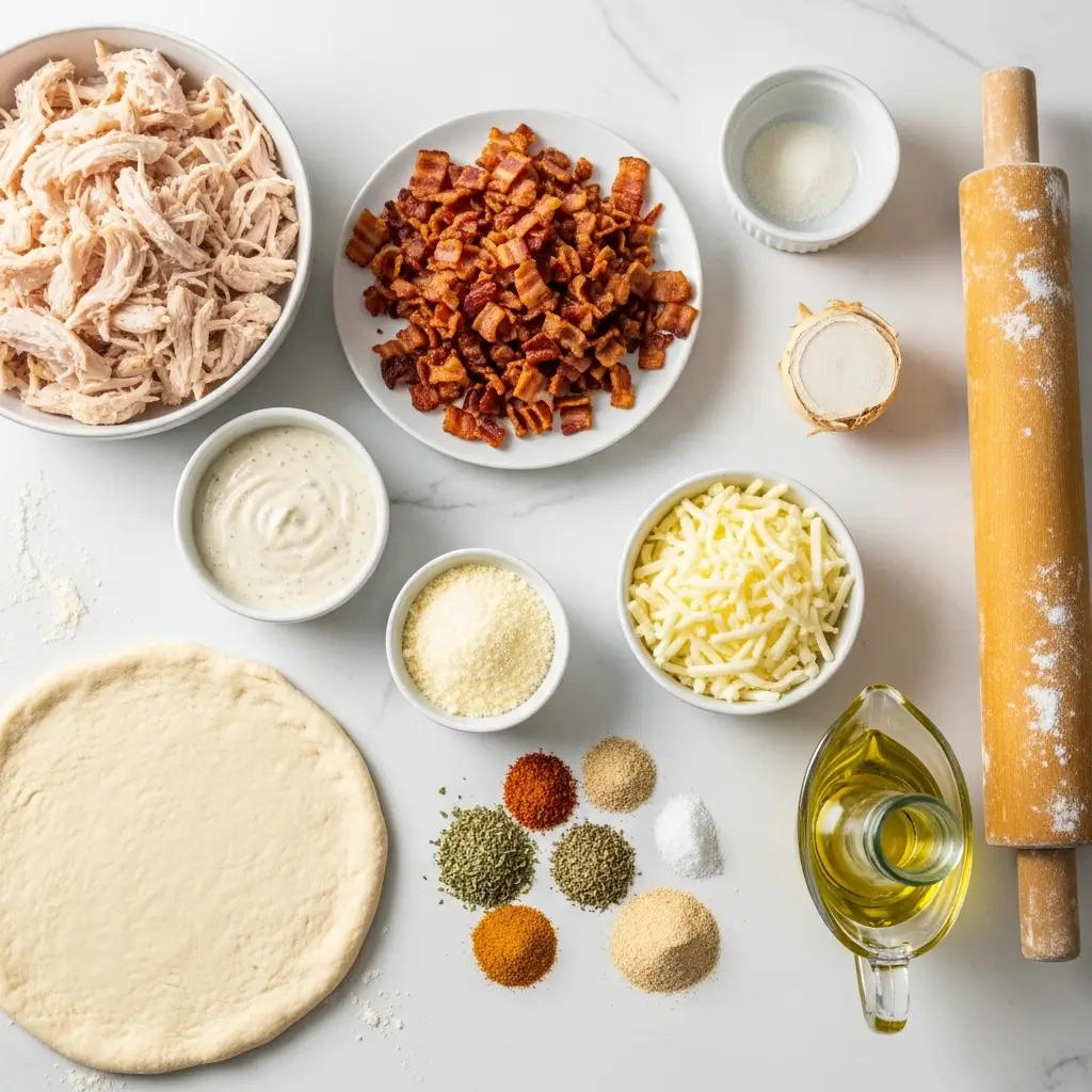 Ingredients for Copycat Costco Chicken Bake on kitchen counter