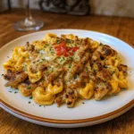 Cowboy Butter Garlic Chicken Tortellini served in a bowl