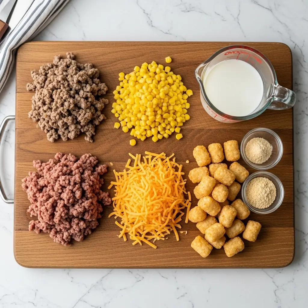 Cowboy Casserole ingredients laid out