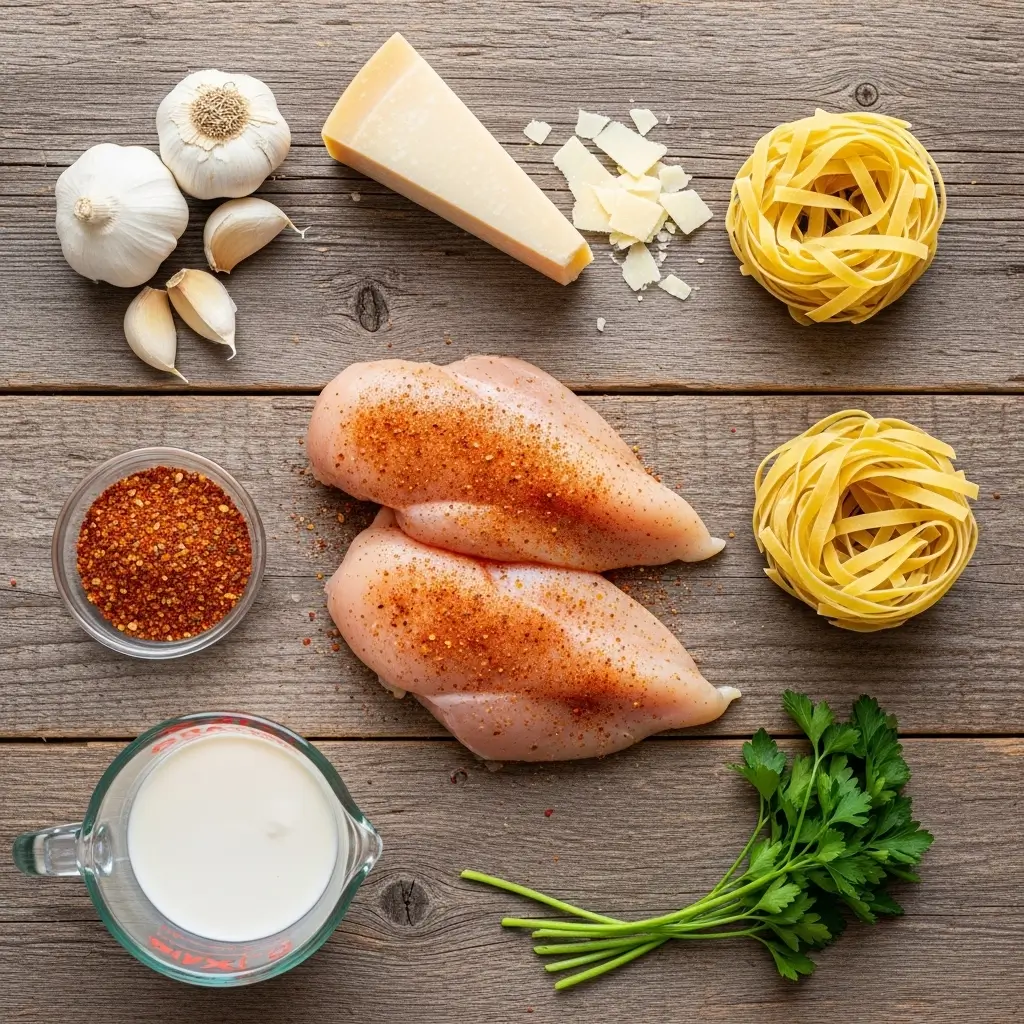 Ingredients for Creamy Cajun Chicken Pasta