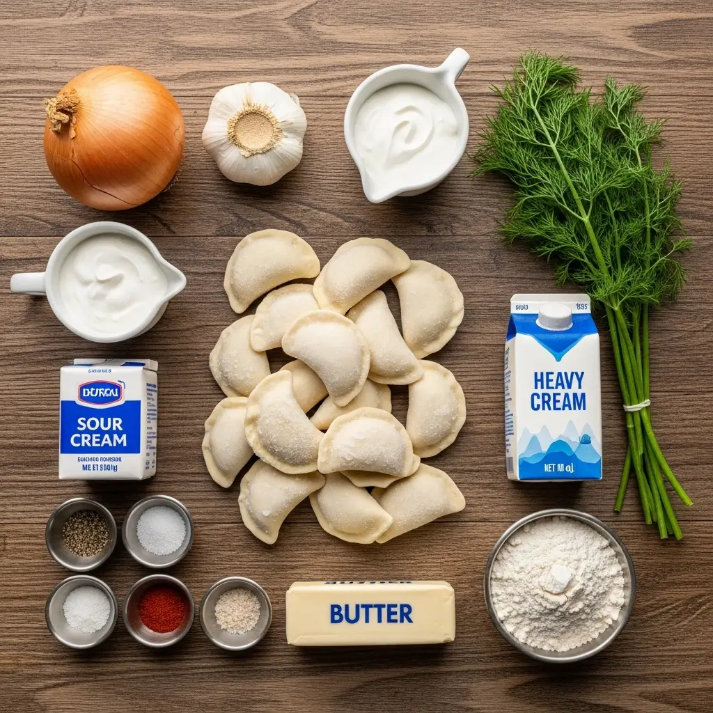 creamy dill pierogi soup ingredients