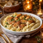 Creamy Garlic Butter Chicken with Rotini Pasta in Parmesan Sauce