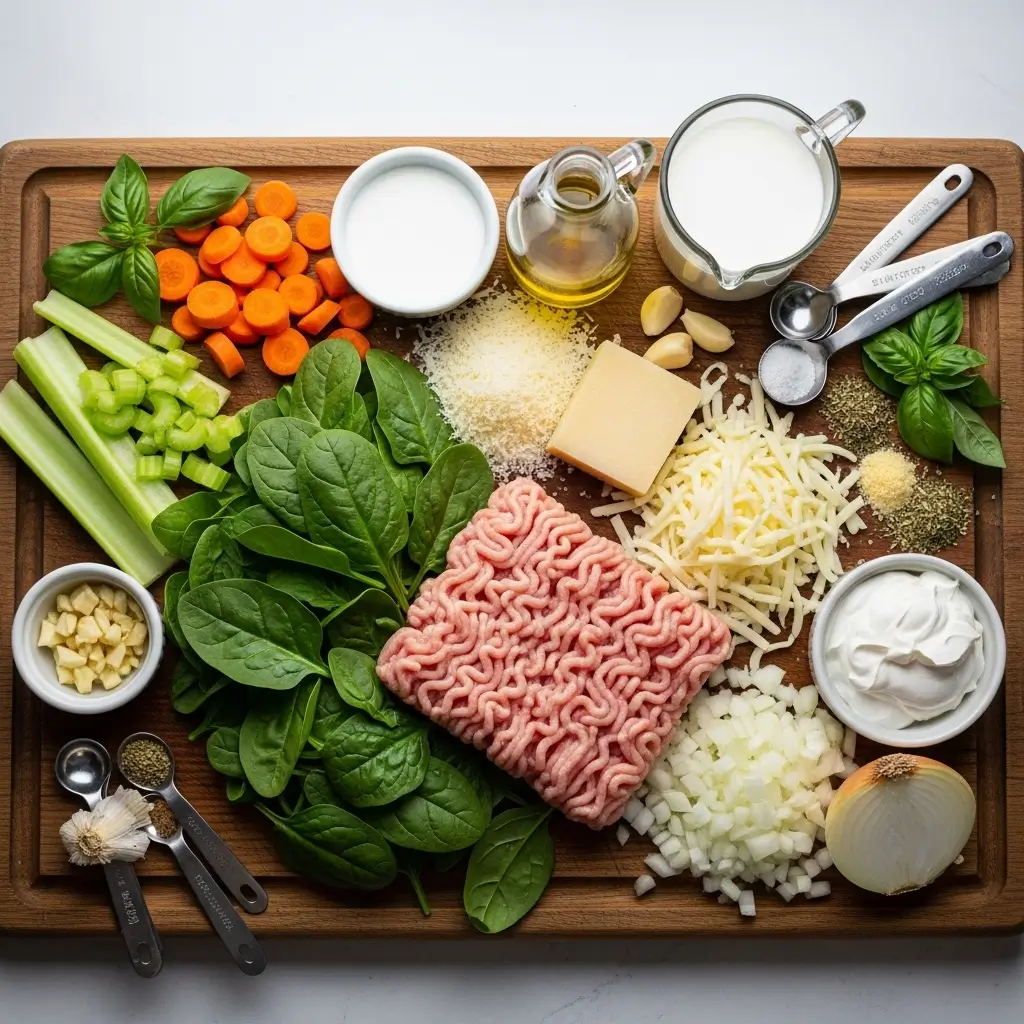 ingredients for creamy italian ground chicken soup