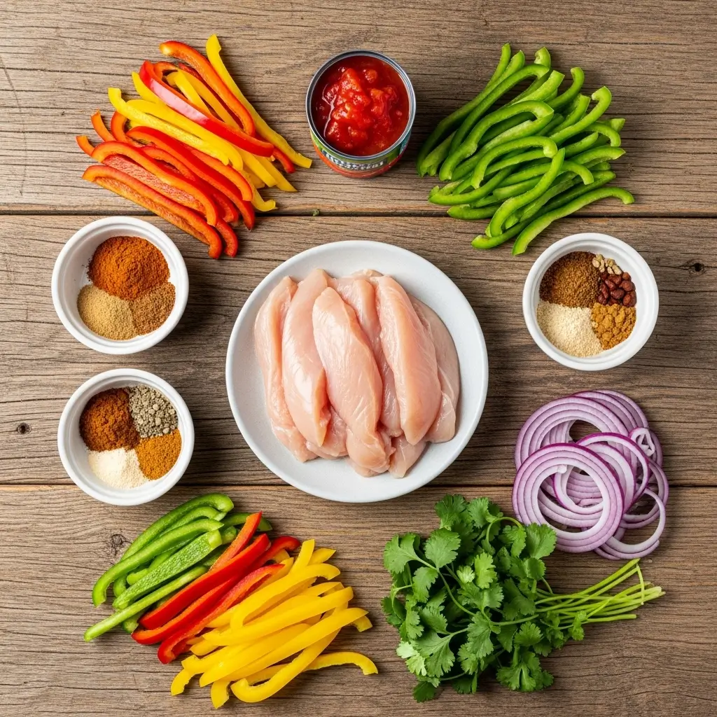 Crockpot Chicken Fajitas ingredients on a kitchen counter