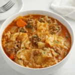 easy cabbage roll soup in a bowl