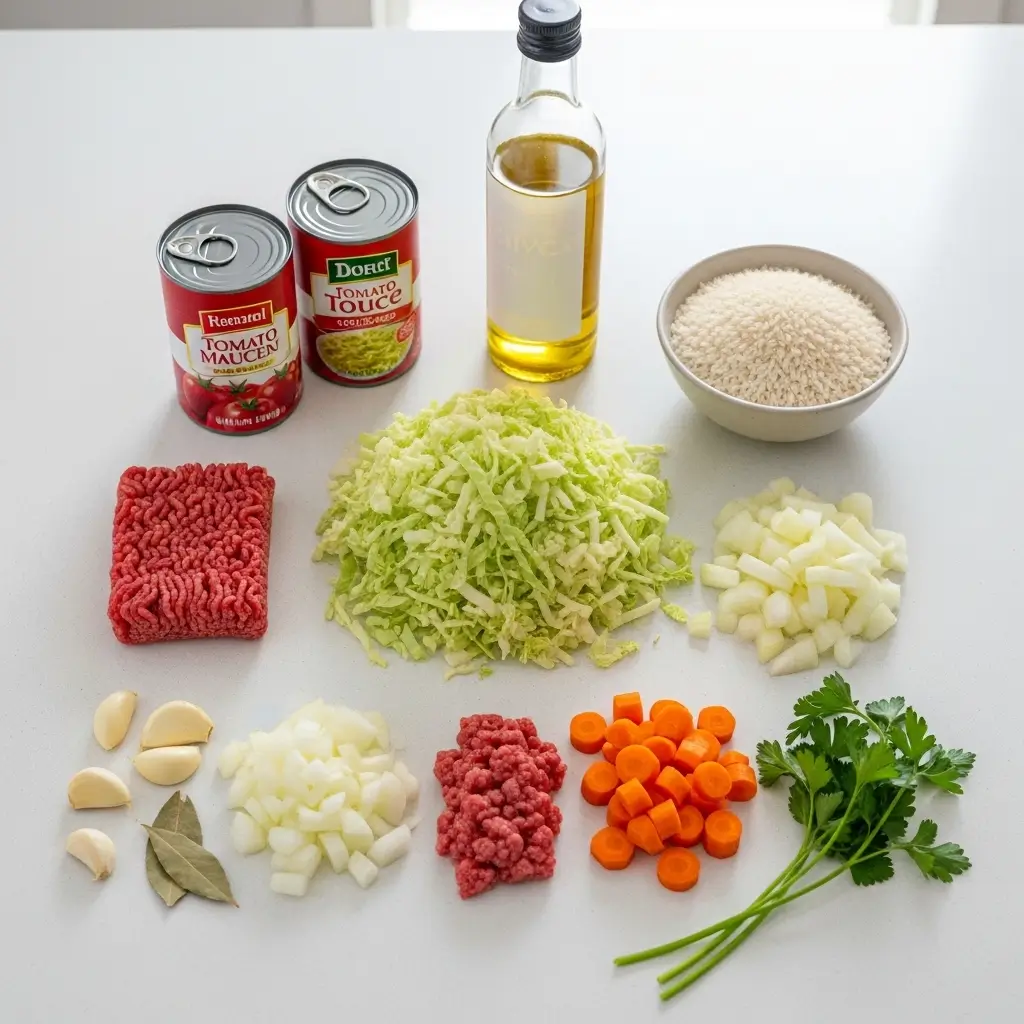 ingredients for easy cabbage roll soup