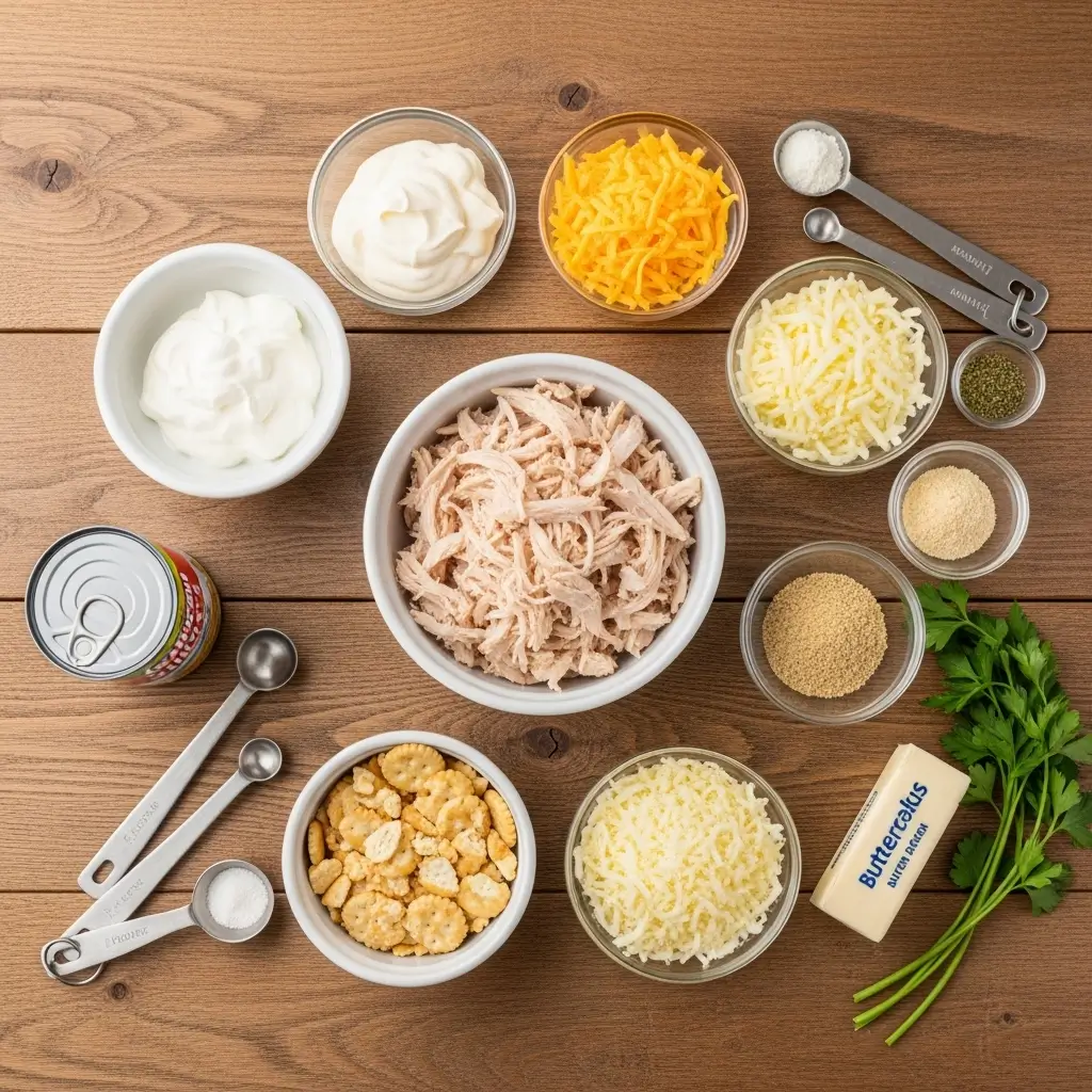 Ingredients for Easy Million Dollar Chicken Casserole