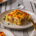 easy sausage and egg casserole hot out of the oven