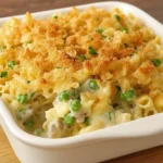 Easy Tuna Casserole baked with cheese and panko
