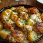 Garlic Parmesan Crockpot Chicken and Potatoes in a slow cooker