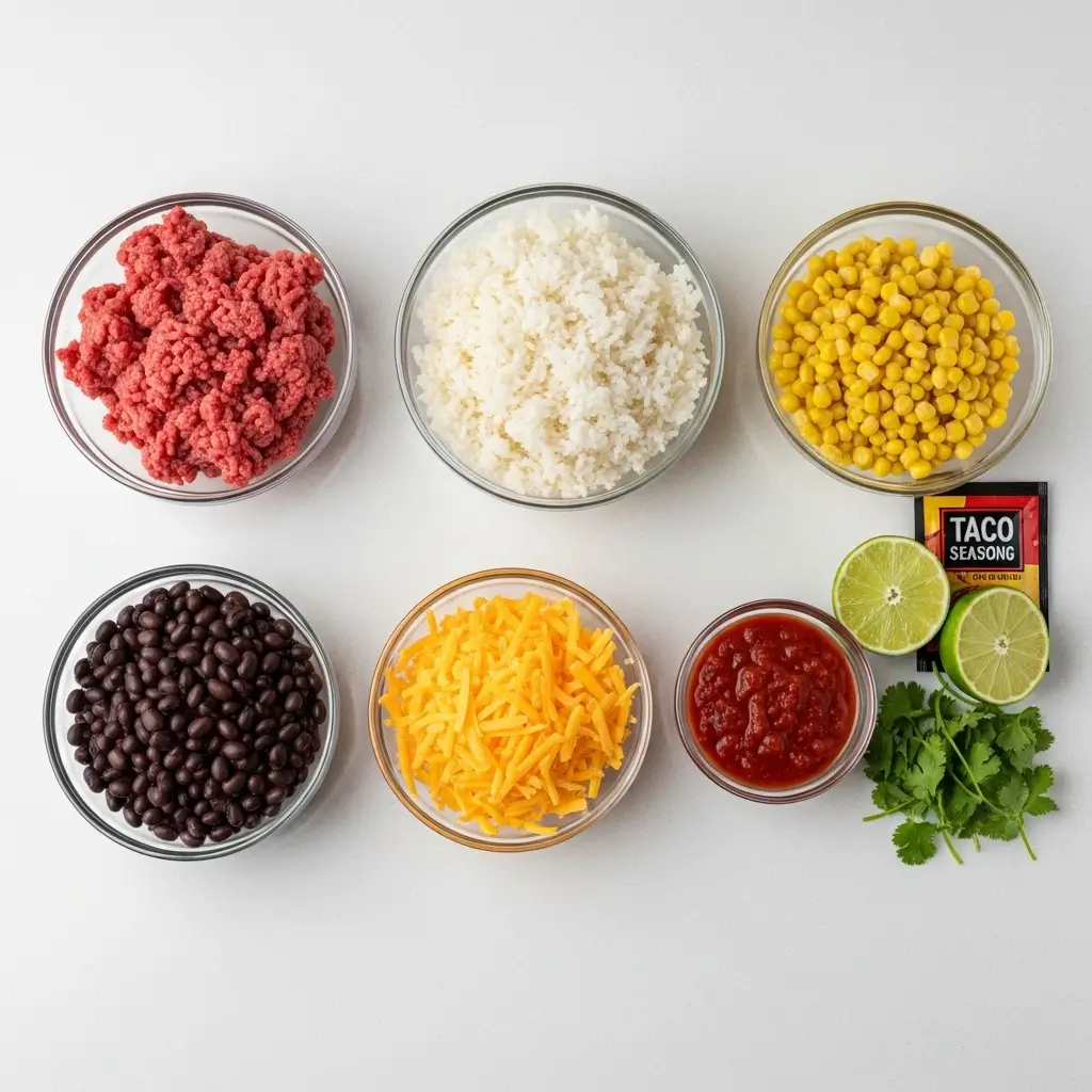 Ground beef burrito bowl ingredients