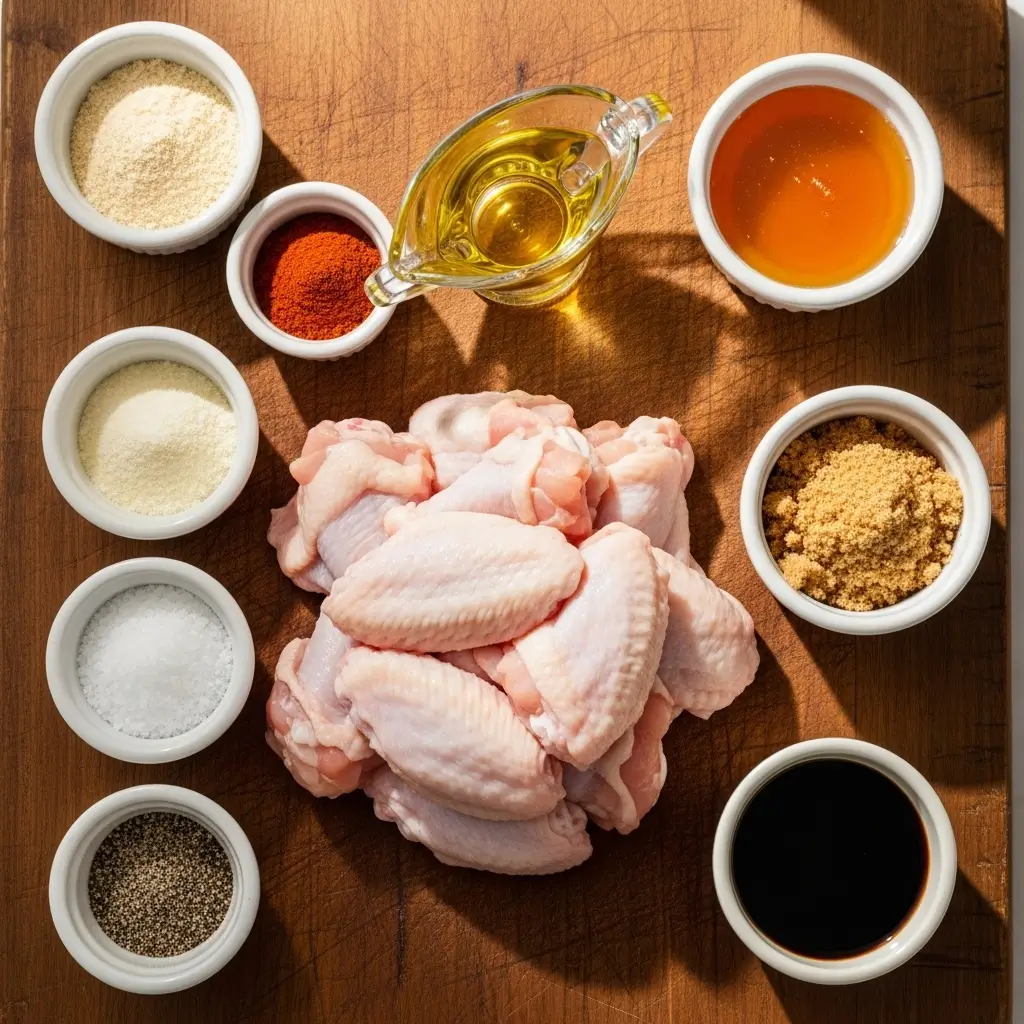 Ingredients for honey glazed chicken wings