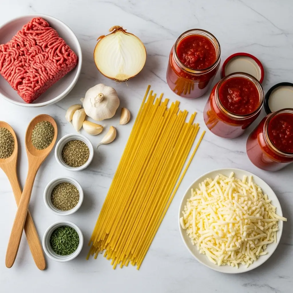 Ingredients for Easy Baked Spaghetti