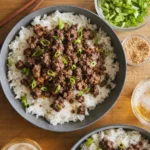 Korean Beef Bowl served with rice and sesame garnish