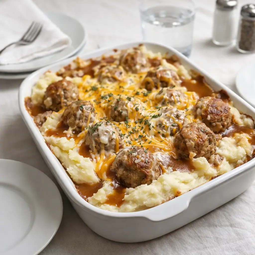 Meatball and Mashed Potato Bake: Easy Comfort Food Dinner