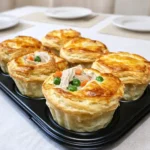 Mini chicken pot pies in golden flaky crust