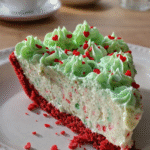 No-Bake Grinch Mousse Pie on a holiday table
