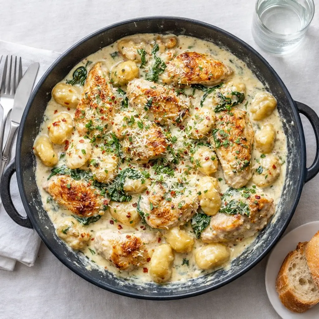 One-Pan Creamy Garlic Chicken Gnocchi – Easy & Delicious Dinner
