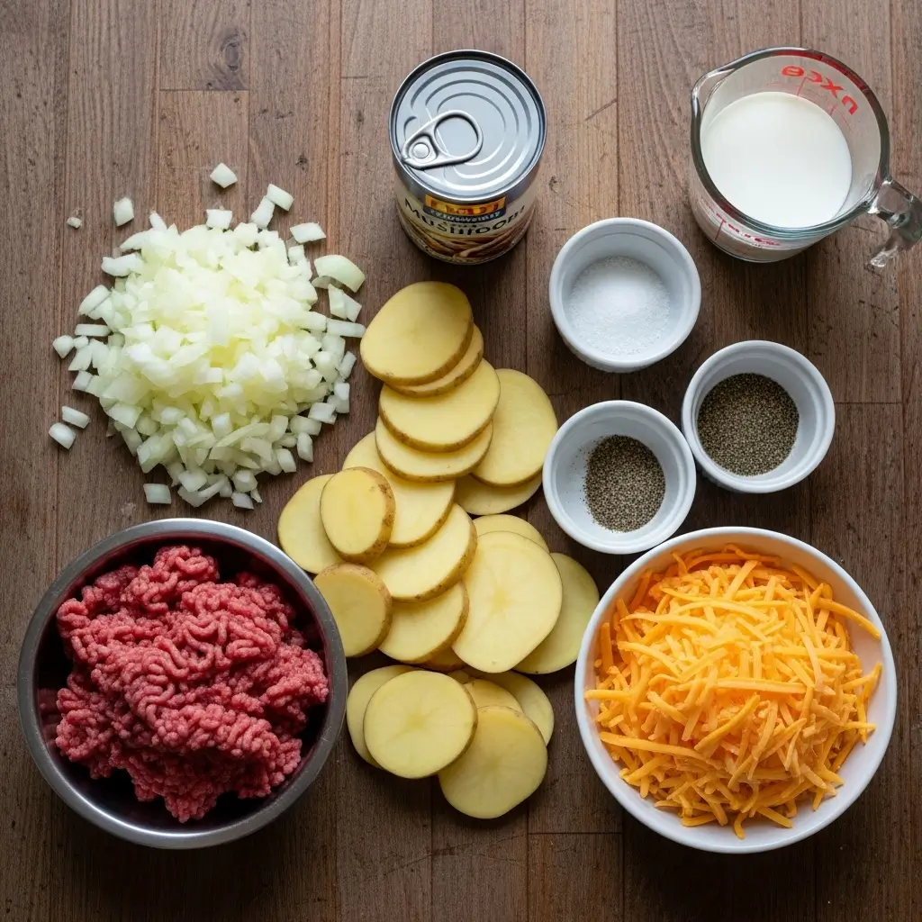 Ingredients for Pioneer Woman Hamburger Potato Casserole