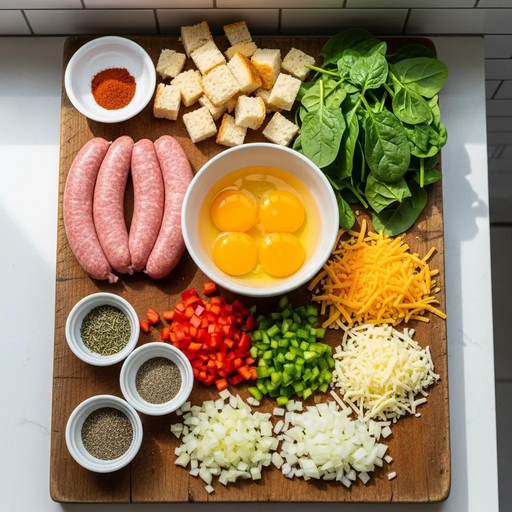 ingredients for easy sausage and egg casserole
