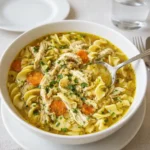 Simple and Comforting Chicken Noodle Soup in Rustic Bowl