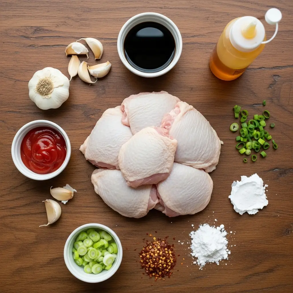 Ingredients for Slow Cooker Honey Garlic Chicken laid out