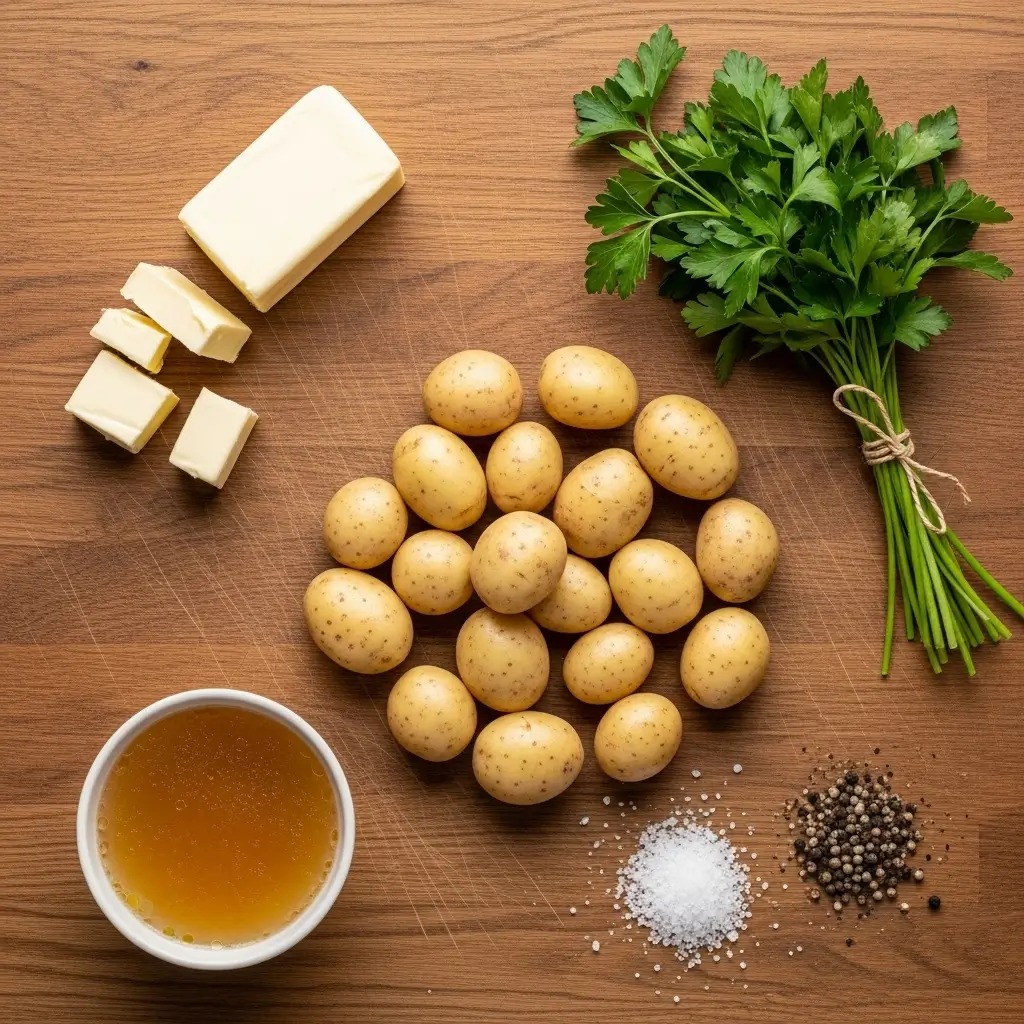 Ingredients for Slow Cooker Lipton Onion Potatoes laid out on table