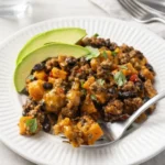 Southwestern Ground Beef Sweet Potato Skillet in Cast Iron