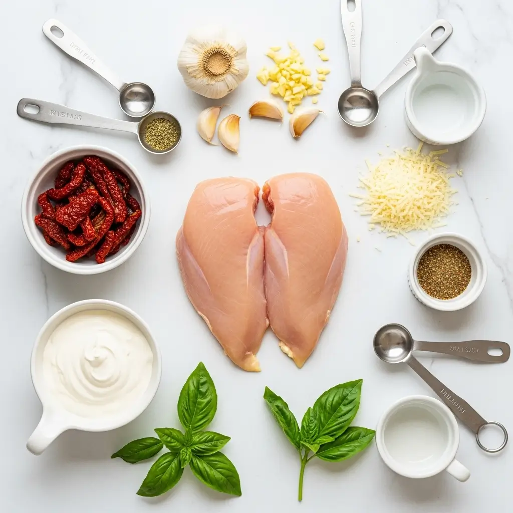 Ingredients for the best crockpot Marry Me Chicken