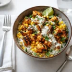 Best Street Corn Chicken Rice Bowl with Lime and Cotija