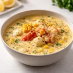 Bobby Flay’s Crab & Corn Chowder in bowl with parsley garnish