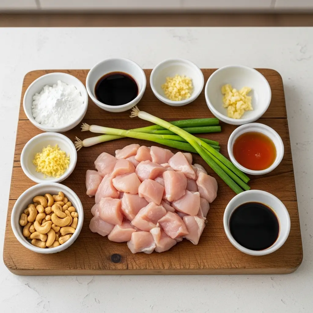 ingredients for easy authentic cashew chicken recipe