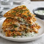 Cheesy Hot Honey Chicken Quesadillas with Spicy Cream Sauce