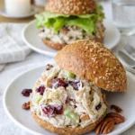 Cranberry Pecan Chicken Salad served on croissant and lettuce