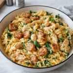 creamy chicken sausage orzo skillet one-pan meal