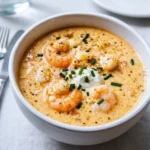 Creamy Seafood Bisque served in a rustic bowl