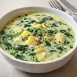 Creamy Spinach and Potato Garden Soup served warm