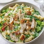 A hearty and creamy Chicken Caesar Pasta Salad served fresh