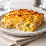 Easy Chicken Hashbrown Casserole in baking dish