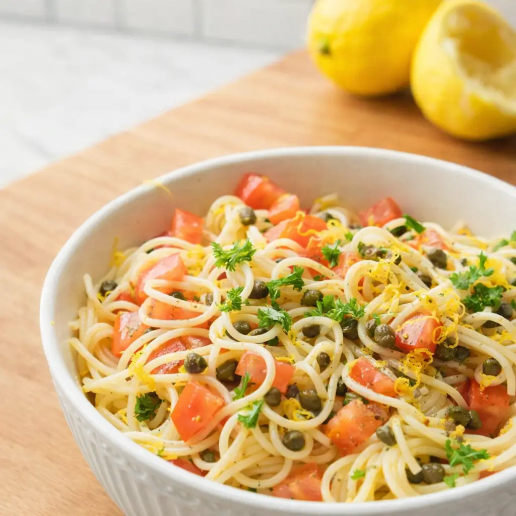 Refreshing Lemon Capellini Salad with Tomatoes & Capers