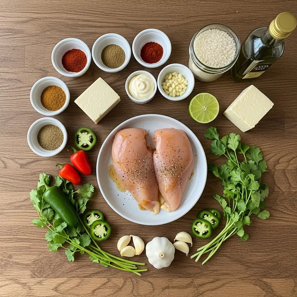 Ingredients for Peruvian Chicken with Aji Verde and Cilantro Rice