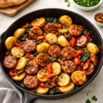 Sausage and Potatoes Skillet in cast iron pan