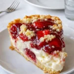Strawberry Cheesecake Dump Cake with creamy layers and golden topping
