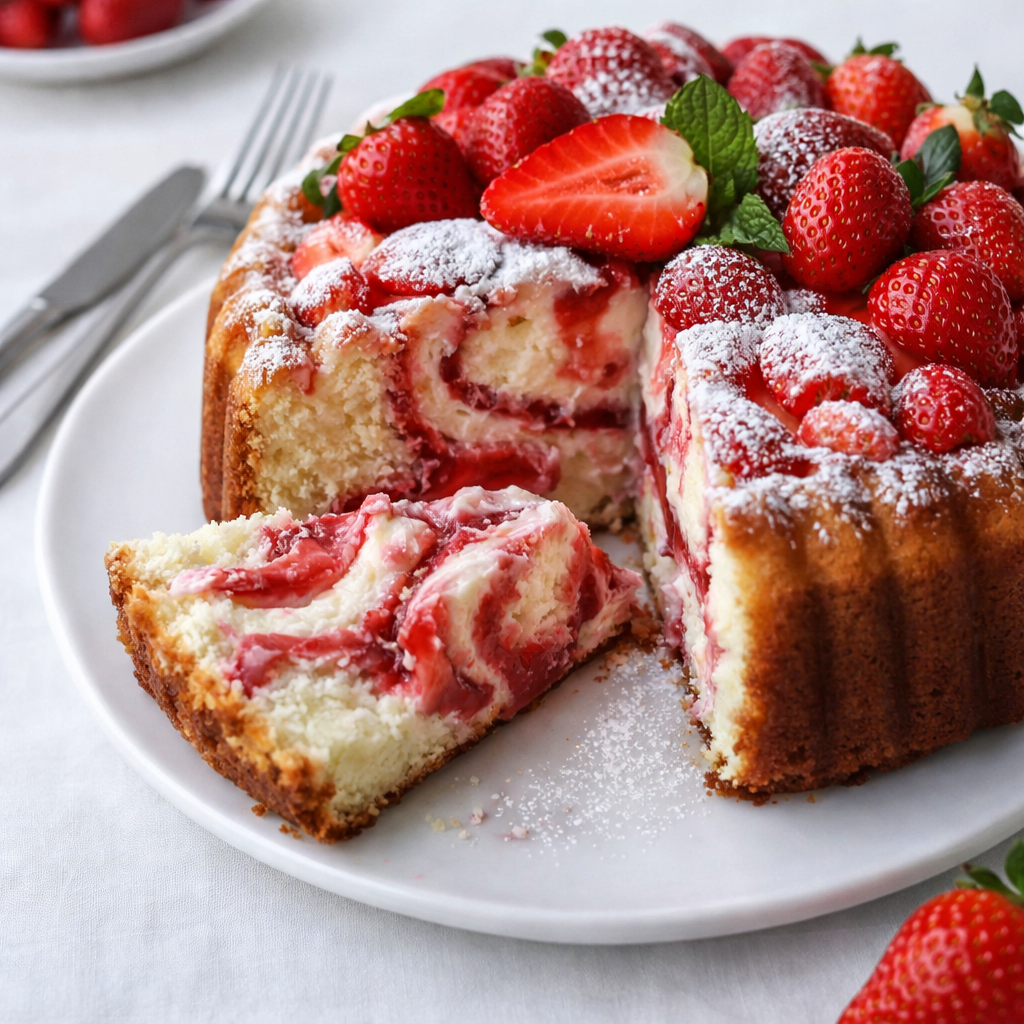 Strawberry Cheesecake Pound Cake That’s Moist, Swirled, and Delicious