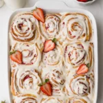 Strawberry Rolls with Lemon Icing fresh out of oven